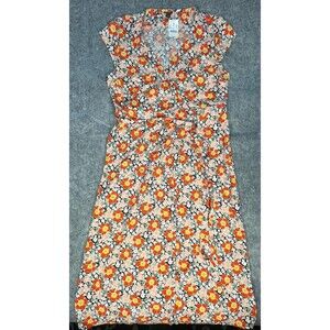 J Crew Mercantile Floral Wrap Midi Short Sleeve Dress Multicolor Size Medium NWT